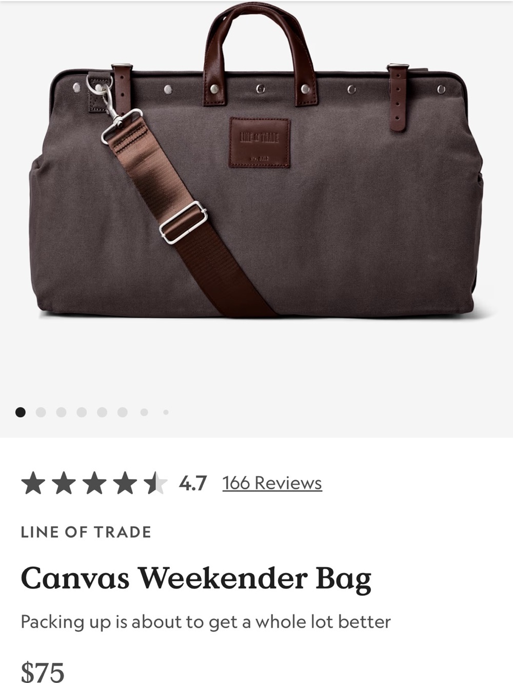 Line of Trade Canvas Weekender Duffel in Dark Brown